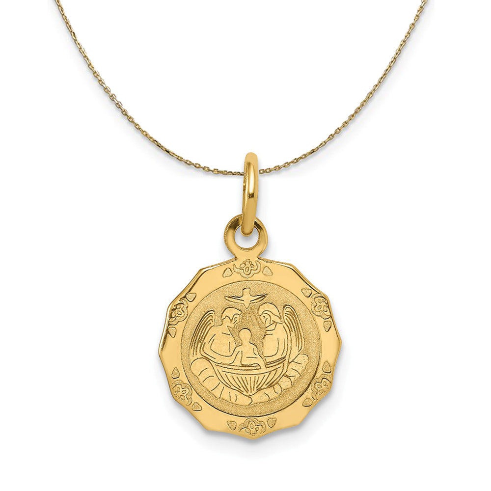 14k Yellow Gold Polished Baptism (12.5mm) Necklace, Item N24854 by The Black Bow Jewelry Co.