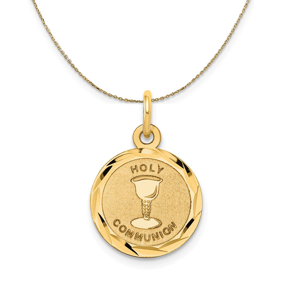 14k Yellow Gold Small Holy Communion (13mm) Necklace, Item N24858 by The Black Bow Jewelry Co.
