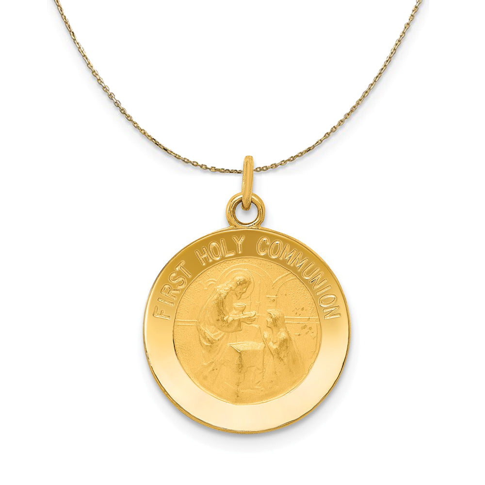 14k Yellow Gold First Holy Communion (15mm) Necklace, Item N24862 by The Black Bow Jewelry Co.