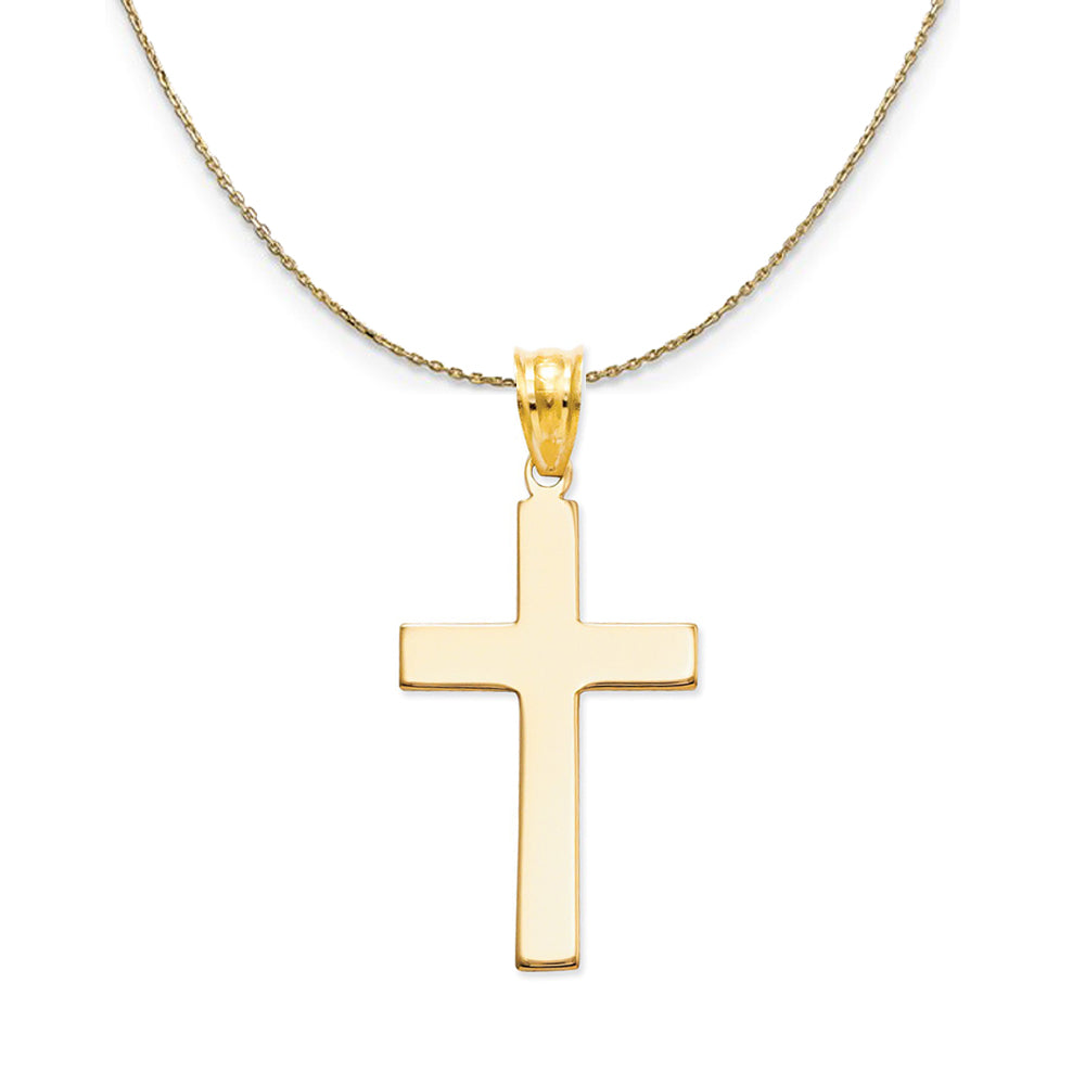 14k Yellow Gold, Satin Cross (14 x 28mm) Necklace, Item N24878 by The Black Bow Jewelry Co.