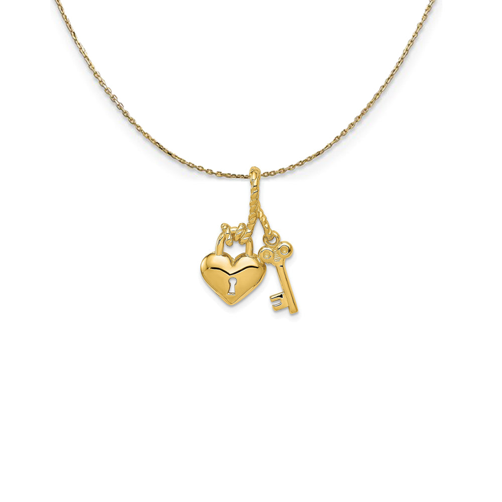 14k Yellow Gold Heart and Key Slide Necklace, Item N24918 by The Black Bow Jewelry Co.