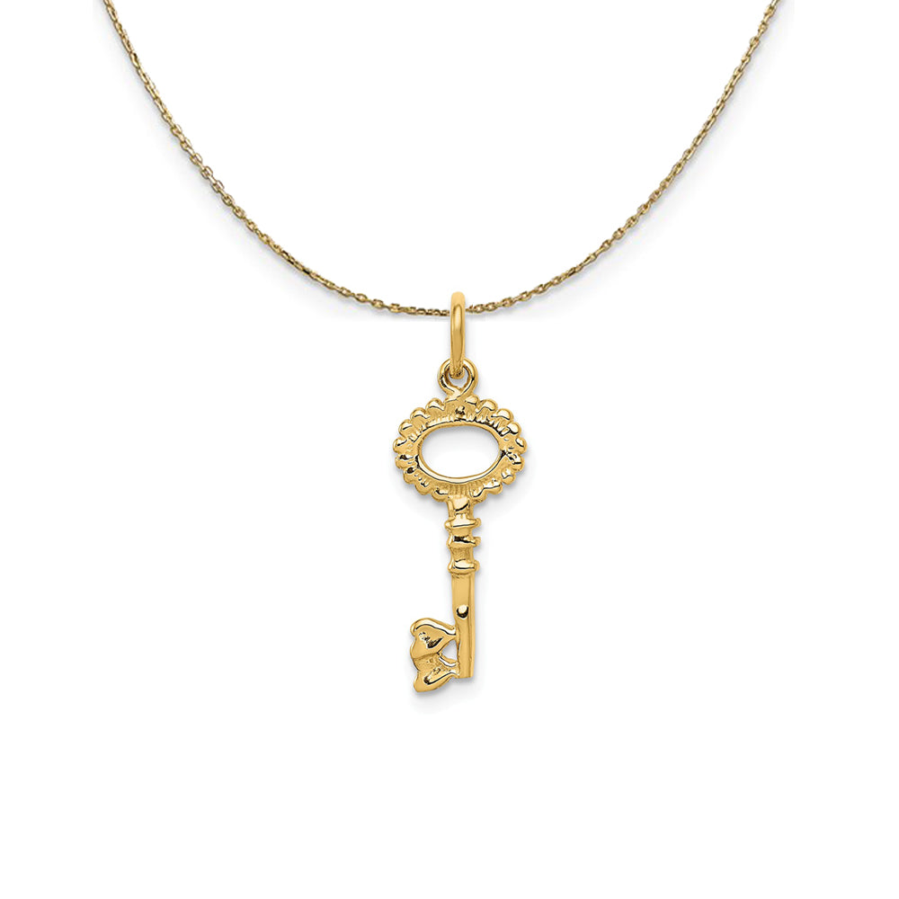 14k Yellow Gold Key To My Heart, Heart Bit Necklace, Item N24919 by The Black Bow Jewelry Co.
