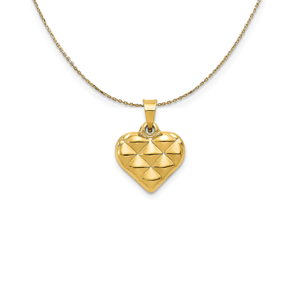 14k Yellow Gold Puffed Heart (15mm) Necklace, Item N24937 by The Black Bow Jewelry Co.