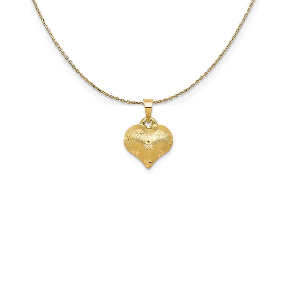 14k Yellow Gold Diamond Cut Star Heart Necklace, Item N24945 by The Black Bow Jewelry Co.