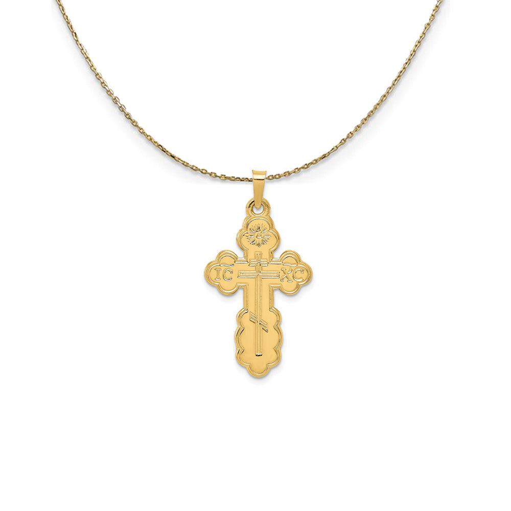 14k Yellow Gold Eastern Orthodox Cross (34mm) Necklace, Item N24975 by The Black Bow Jewelry Co.