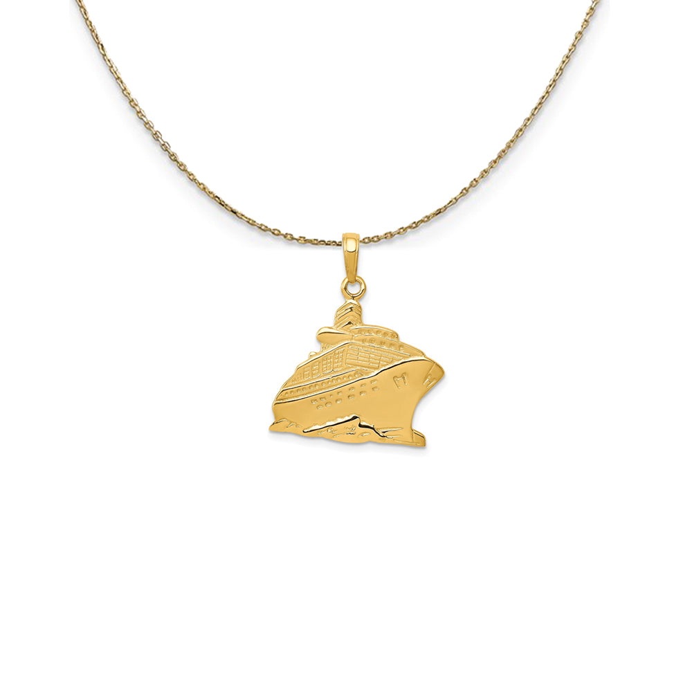 14k Yellow Gold Polished Cruise Ship Necklace, Item N24978 by The Black Bow Jewelry Co.