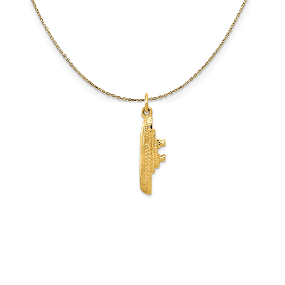 14k Yellow Gold Vertical 3D Cruise Ship Necklace, Item N24990 by The Black Bow Jewelry Co.