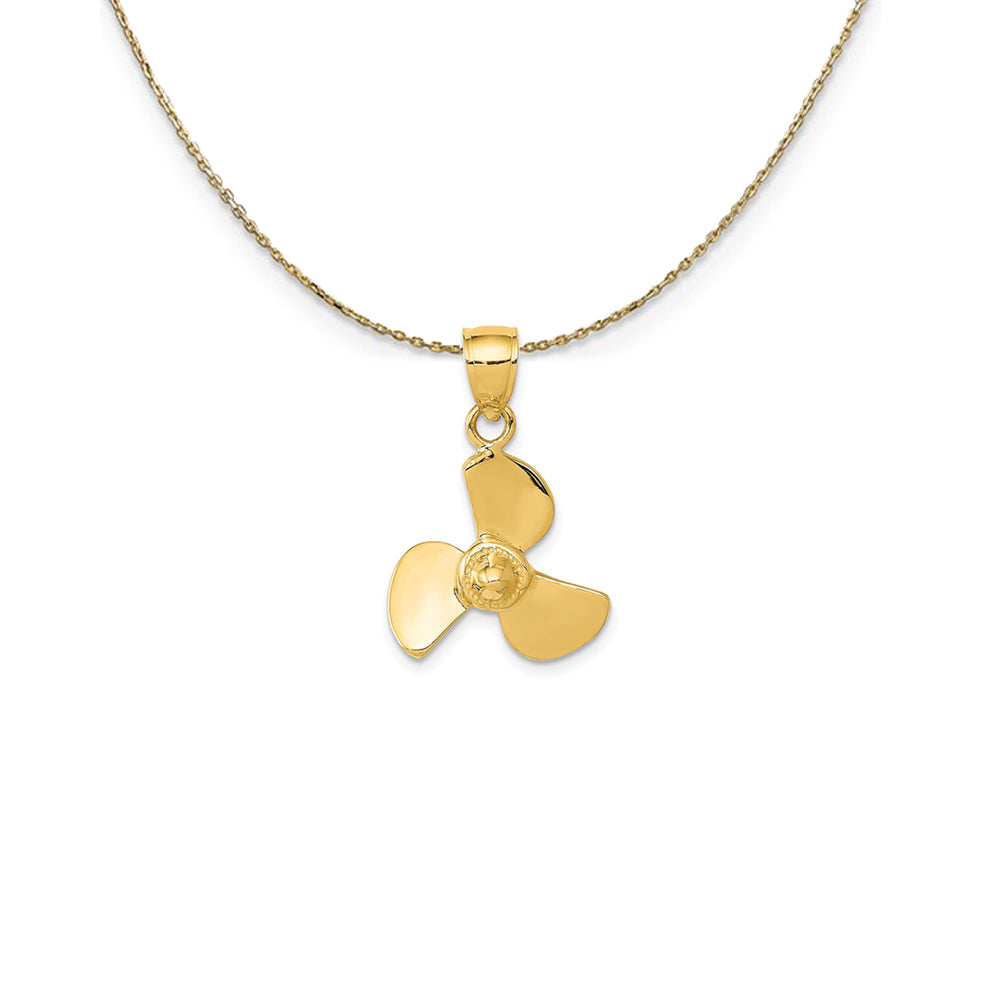 14k Yellow Gold Polished Propeller Necklace, Item N25005 by The Black Bow Jewelry Co.