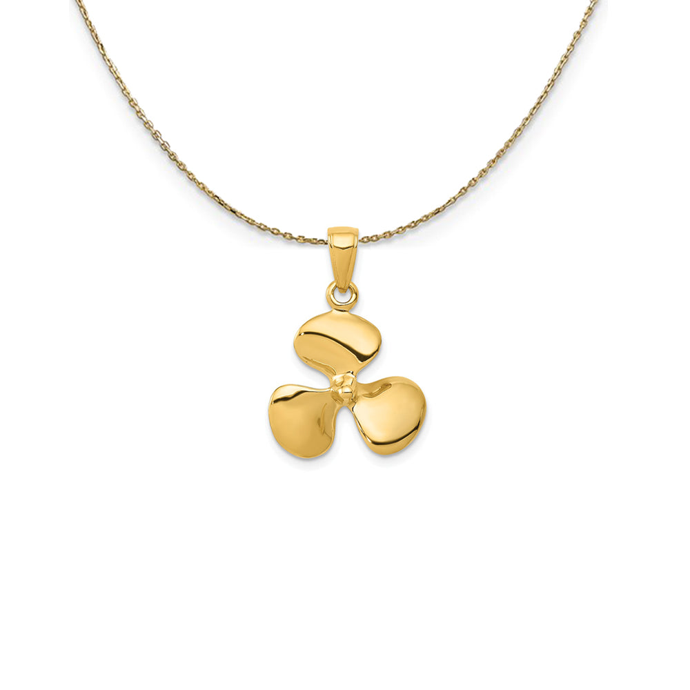 14k Yellow Gold Polished 3Dimensional Propeller Necklace, Item N25006 by The Black Bow Jewelry Co.