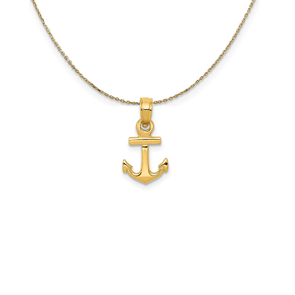 14k Yellow Gold Mini Admiralty Anchor Necklace, Item N25020 by The Black Bow Jewelry Co.