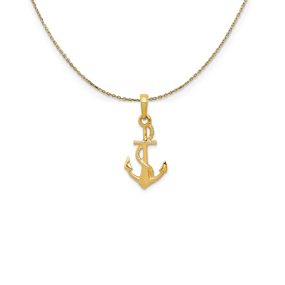 14k Yellow Gold Polished 3Dimensional Anchor Necklace, Item N25027 by The Black Bow Jewelry Co.