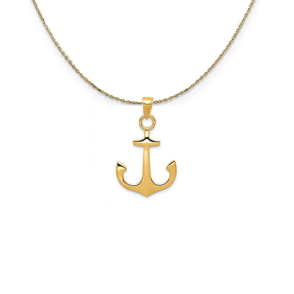14k Yellow Gold Unadorned Anchor (19 x 30mm) Necklace, Item N25034 by The Black Bow Jewelry Co.