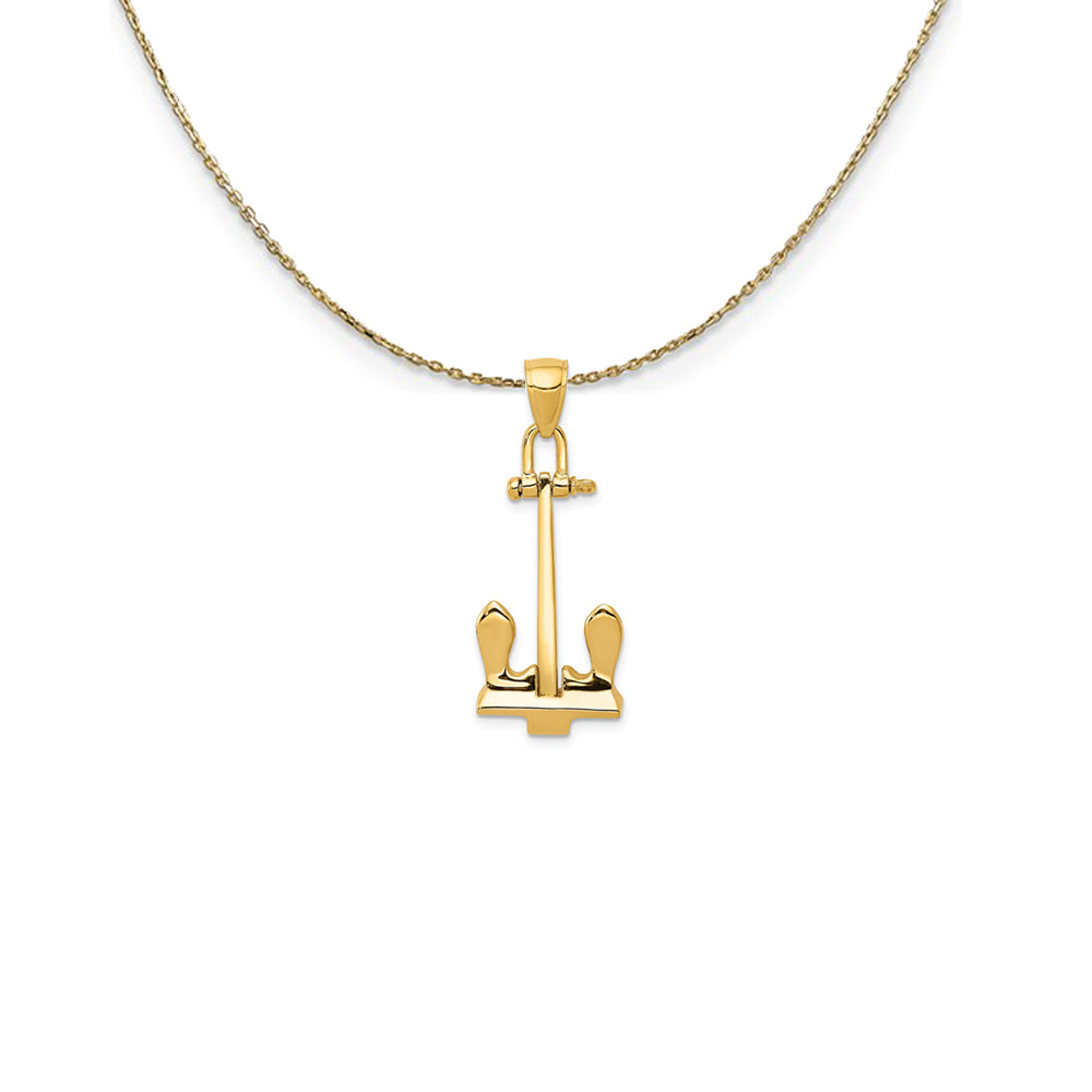 14k Yellow Gold Large Stockless Anchor Necklace, Item N25035 by The Black Bow Jewelry Co.