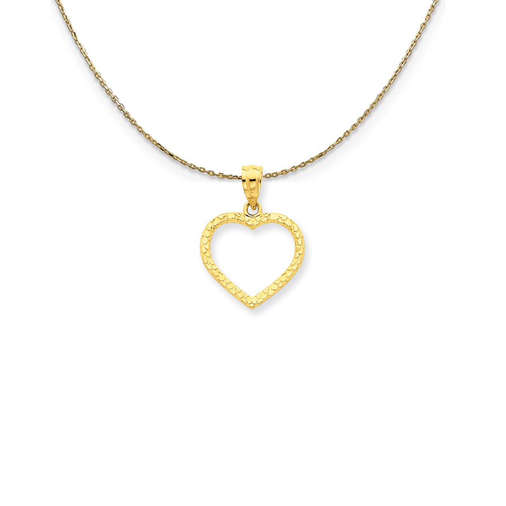 14k Yellow Gold Diamond Cut Nugget Heart Necklace, Item N25038 by The Black Bow Jewelry Co.