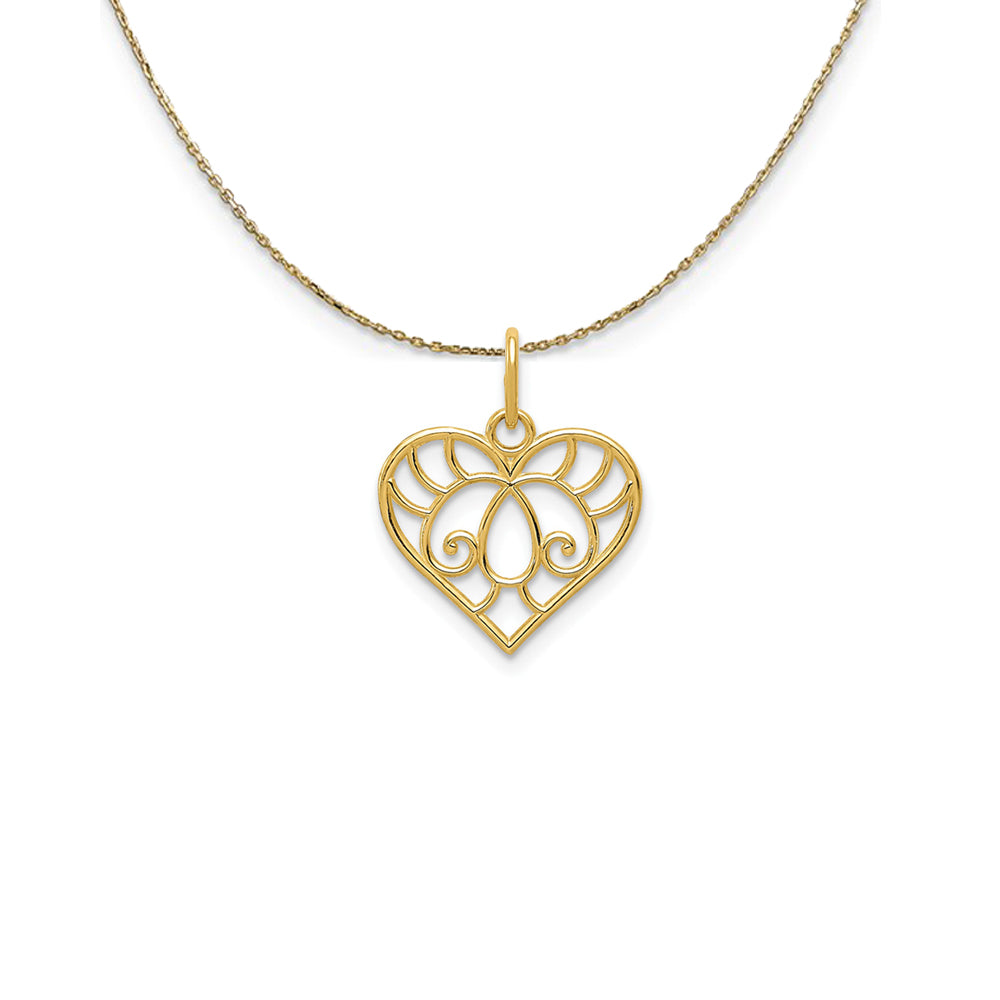 14k Yellow Gold Ornate Heart Necklace, Item N25044 by The Black Bow Jewelry Co.