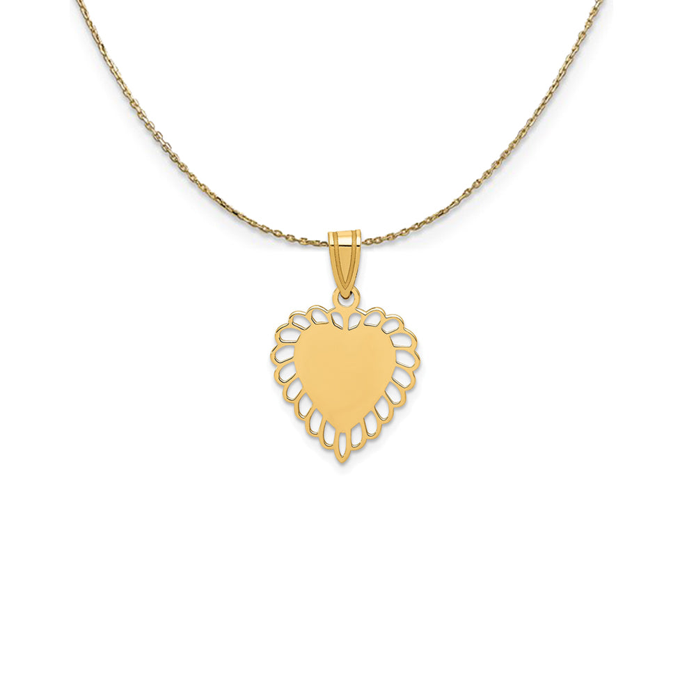 14k Yellow Gold Satin Scalloped Heart Necklace, Item N25047 by The Black Bow Jewelry Co.
