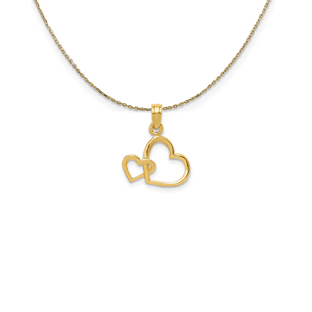 14k Yellow Gold Double Hooked Open Heart Necklace, Item N25060 by The Black Bow Jewelry Co.