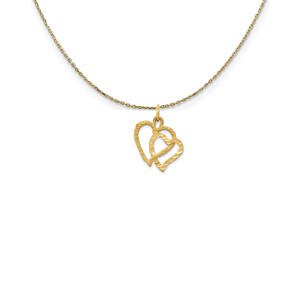 14k Yellow Gold Double Textured Heart Necklace, Item N25065 by The Black Bow Jewelry Co.