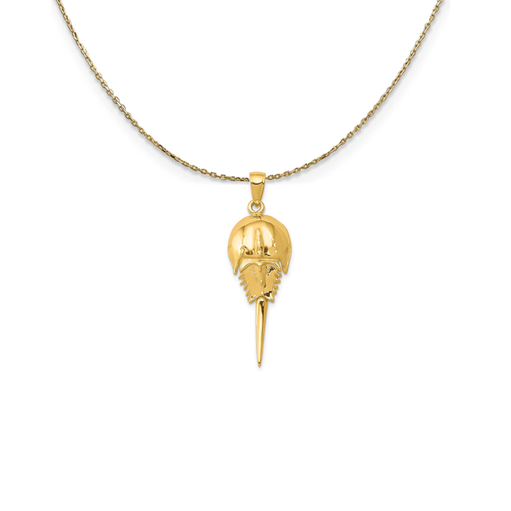 14k Yellow Gold Moveable Horseshoe Crab Necklace, Item N25087 by The Black Bow Jewelry Co.