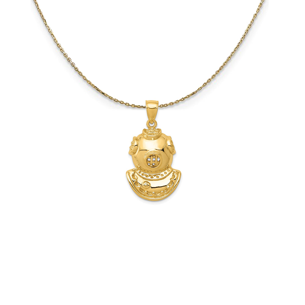 14k Yellow Gold Diving Helmet Necklace, Item N25092 by The Black Bow Jewelry Co.