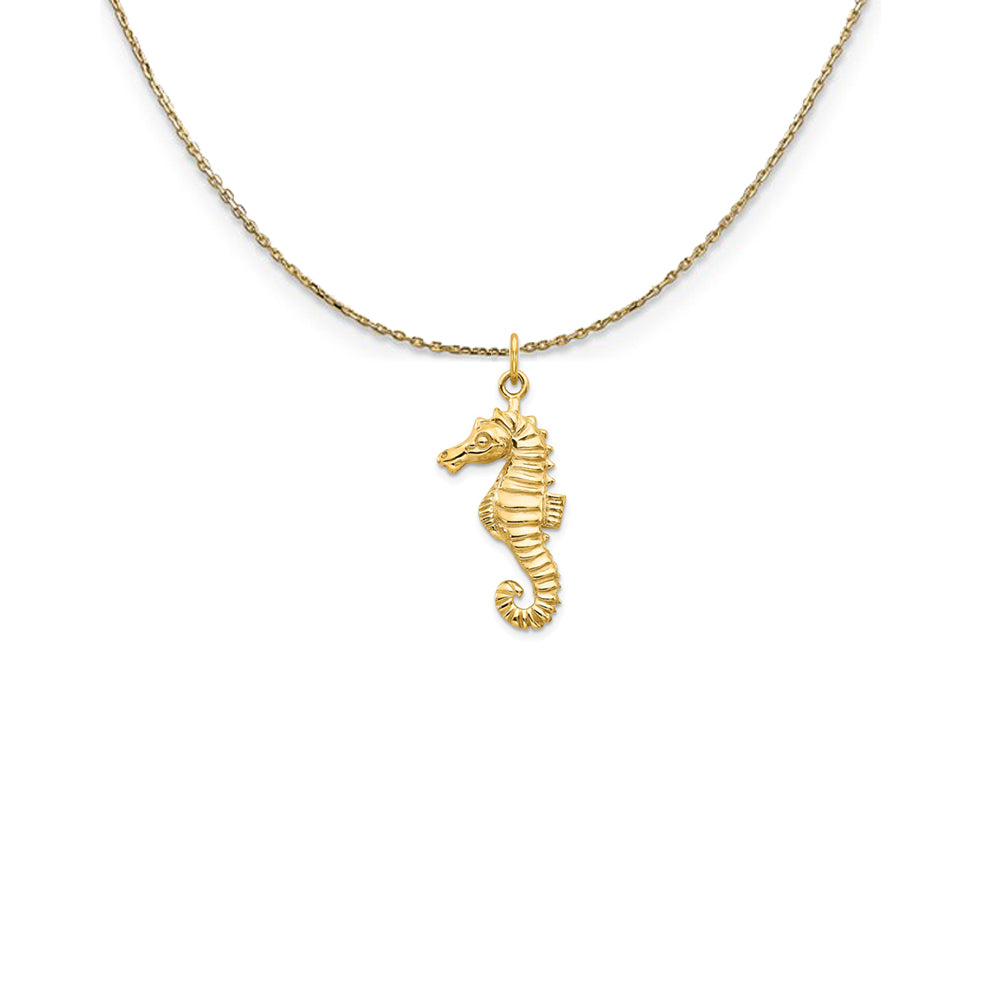 14k Yellow Gold 2D Polished Seahorse Necklace, Item N25103 by The Black Bow Jewelry Co.