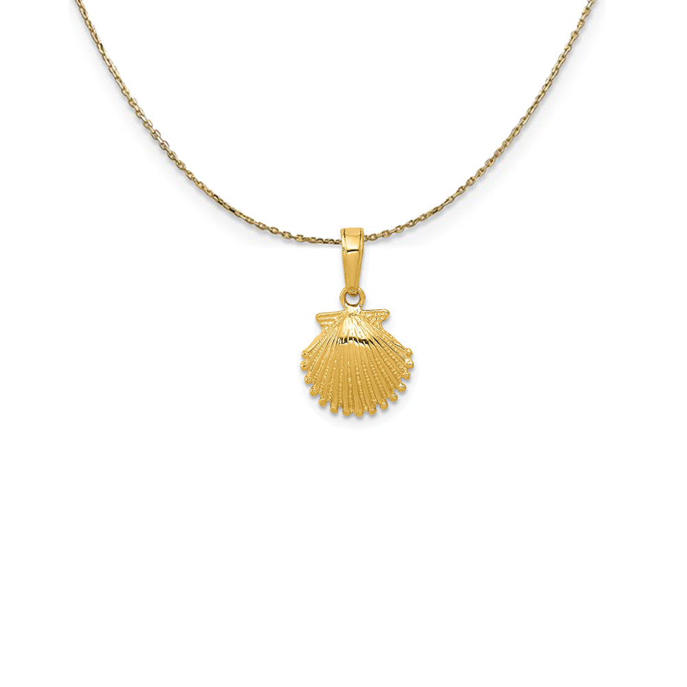 14k Yellow Gold Small Textured Scallop Shell Necklace, Item N25122 by The Black Bow Jewelry Co.