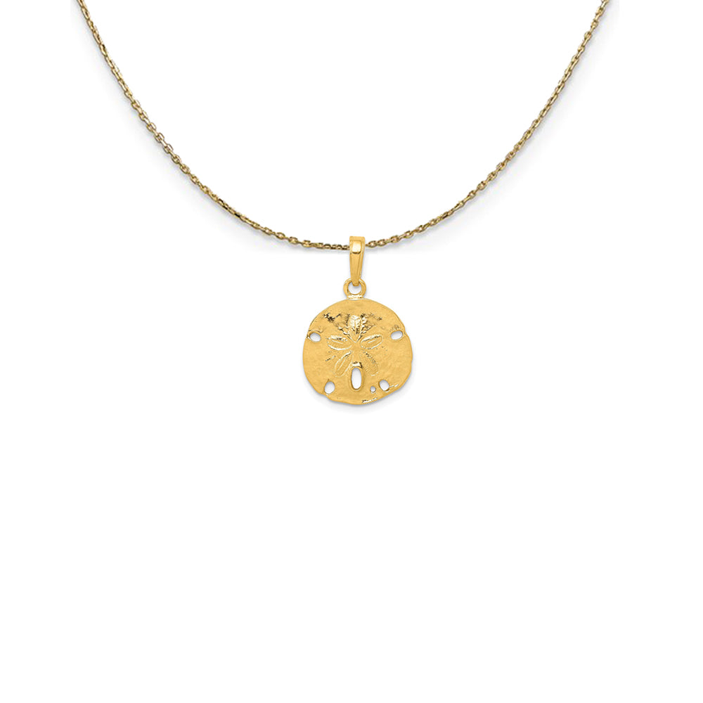 14k Yellow Gold Textured Sand Dollar Necklace, Item N25139 by The Black Bow Jewelry Co.