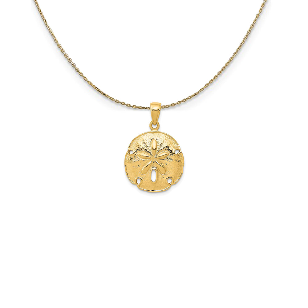 14k Yellow Gold 18mm Sand Dollar Necklace, Item N25142 by The Black Bow Jewelry Co.