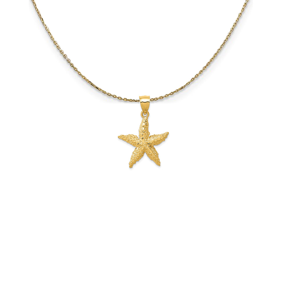 14k Yellow Gold 20mm Textured Starfish Necklace, Item N25166 by The Black Bow Jewelry Co.