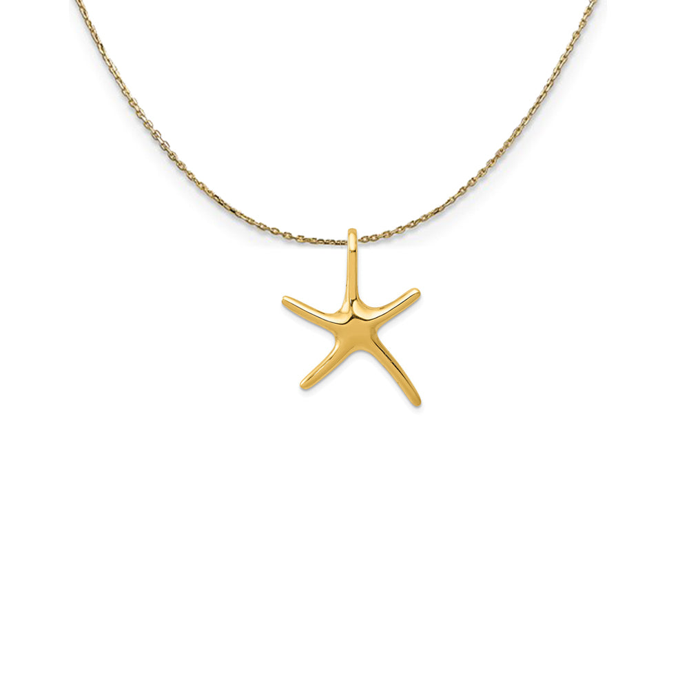 14k Yellow Gold 22mm Polished Pencil Starfish Slide Necklace, Item N25173 by The Black Bow Jewelry Co.