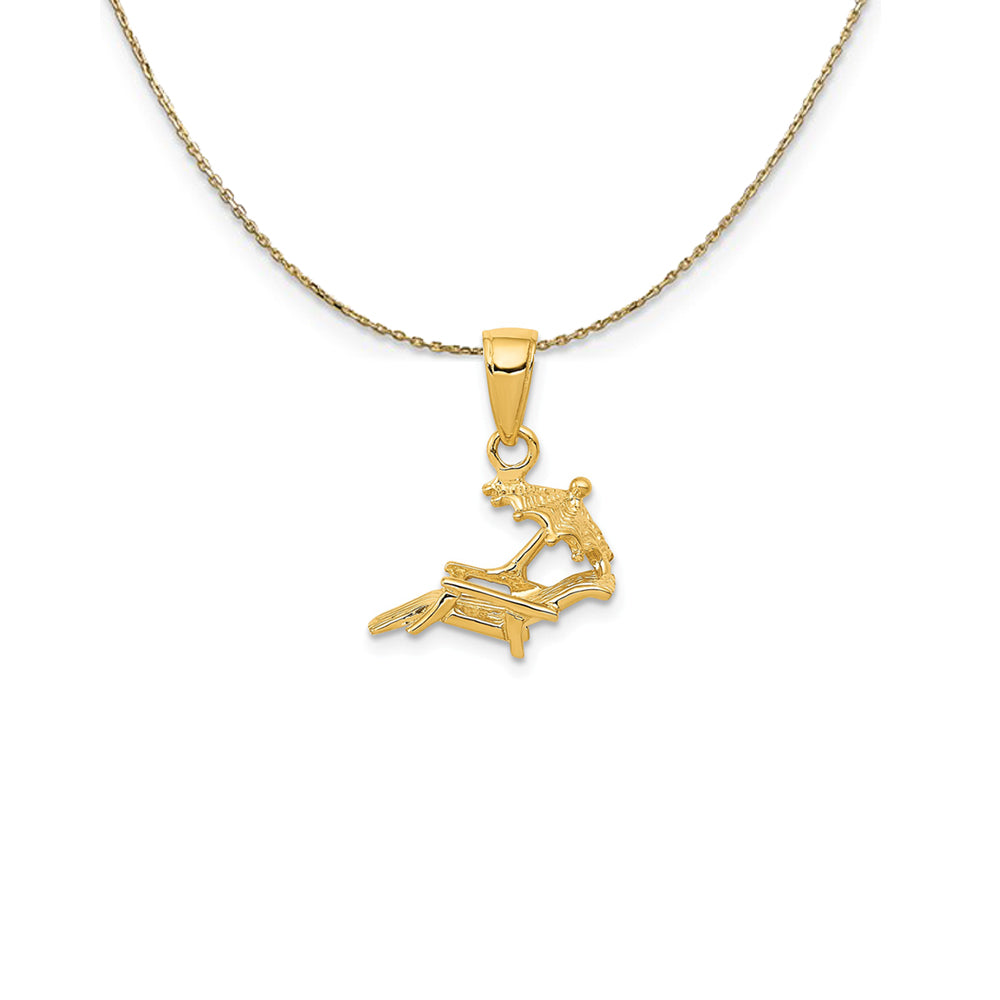 14k Yellow Gold 3D Lounge Chair and Umbrella Necklace, Item N25183 by The Black Bow Jewelry Co.