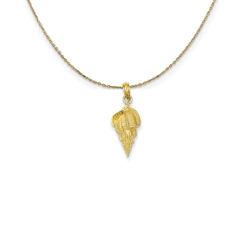 14k Yellow Gold 2D Textured Conch Shell Necklace, Item N25190 by The Black Bow Jewelry Co.