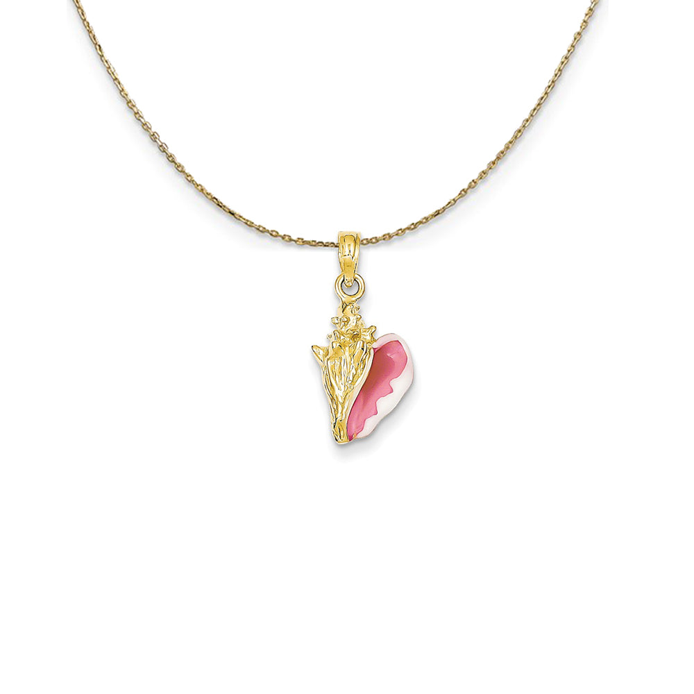14k Yellow Gold 3D Enameled Conch Shell Necklace, Item N25192 by The Black Bow Jewelry Co.