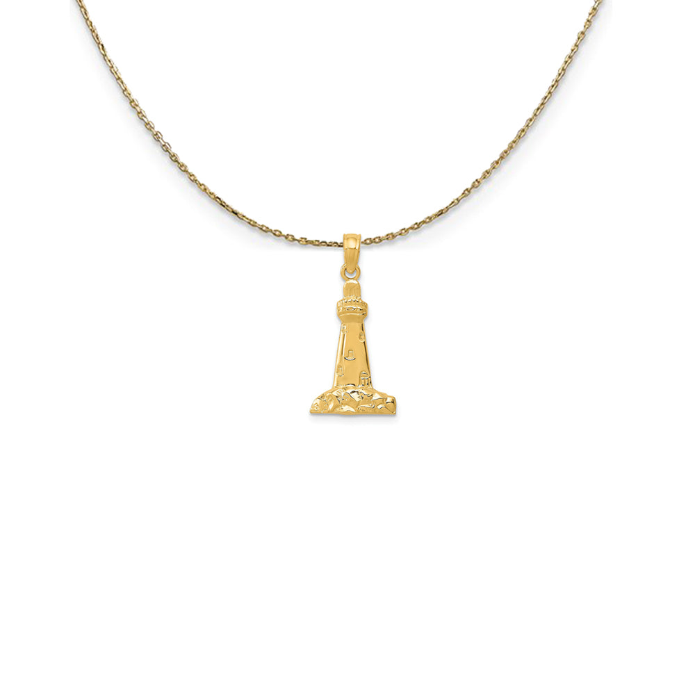 14k Yellow Gold Polished Lighthouse Necklace, Item N25195 by The Black Bow Jewelry Co.