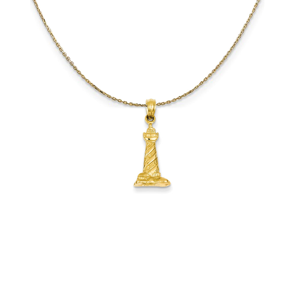 14k Yellow Gold 3D Cape Hatteras Lighthouse Necklace, Item N25196 by The Black Bow Jewelry Co.
