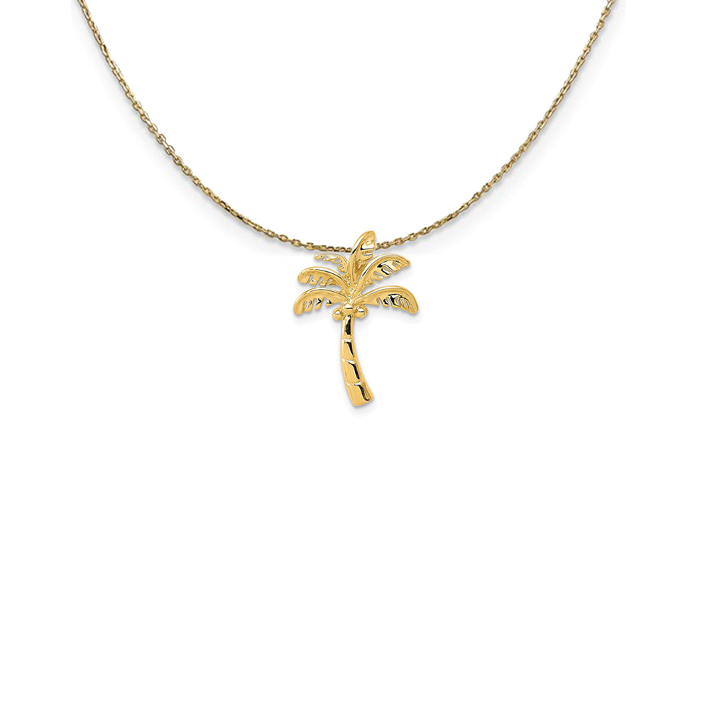 14k Yellow Gold Palm Tree Slide in Polished Necklace, Item N25211 by The Black Bow Jewelry Co.