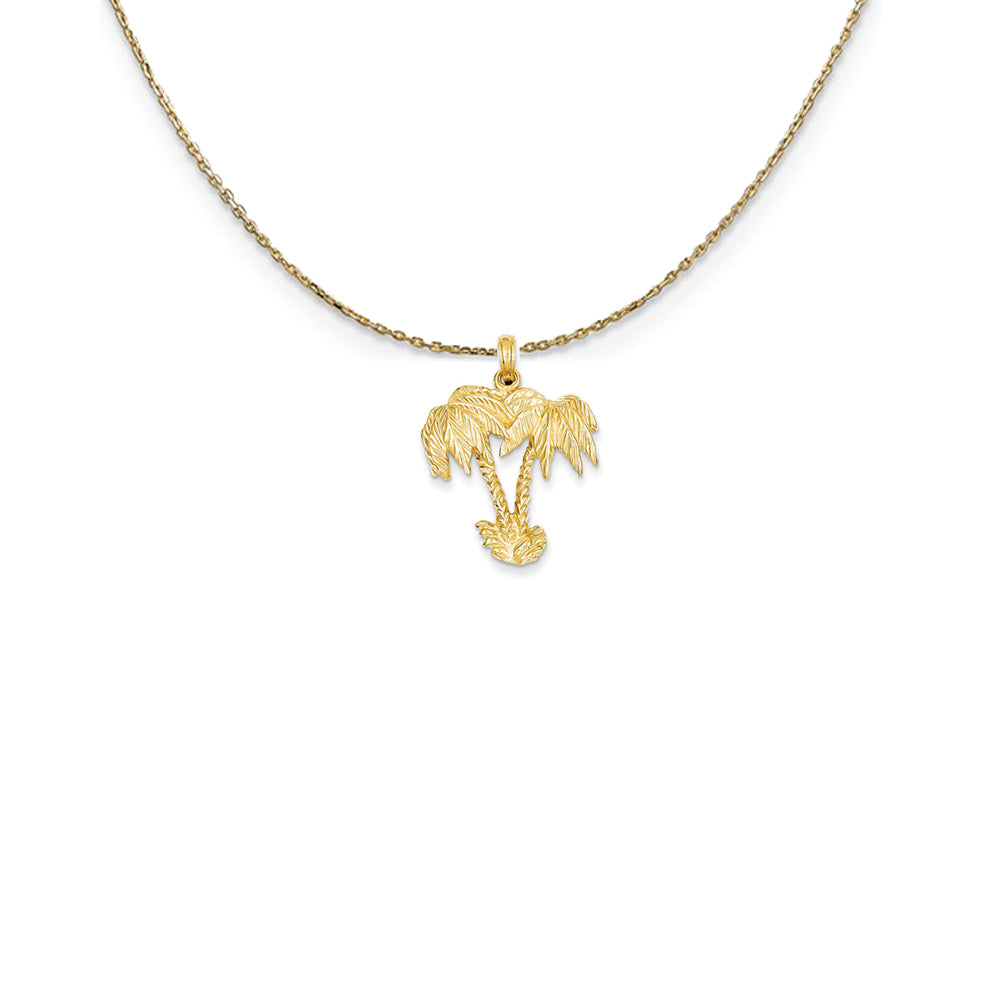 14k Yellow Gold Large Double Palm Trees Necklace, Item N25216 by The Black Bow Jewelry Co.