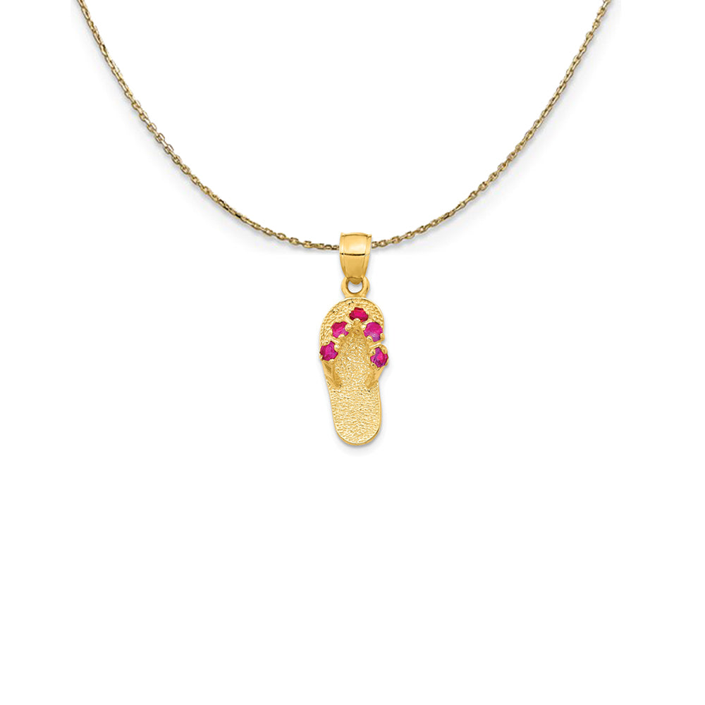 14k Yellow Gold January CZ Birthstone Flip Flop Necklace, Item N25244 by The Black Bow Jewelry Co.