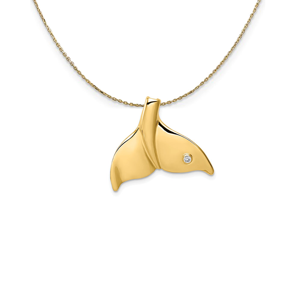 Diamond Whale Tail Slide in Polished 14k Yellow Gold Necklace, Item N25261 by The Black Bow Jewelry Co.