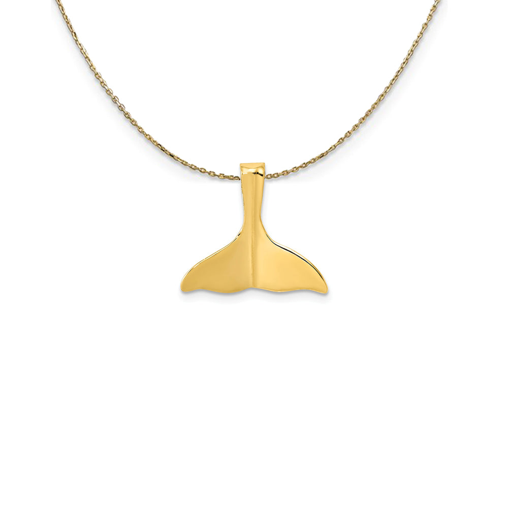 14k Yellow Gold 3D Polished Whale Tail Slide Necklace, Item N25263 by The Black Bow Jewelry Co.