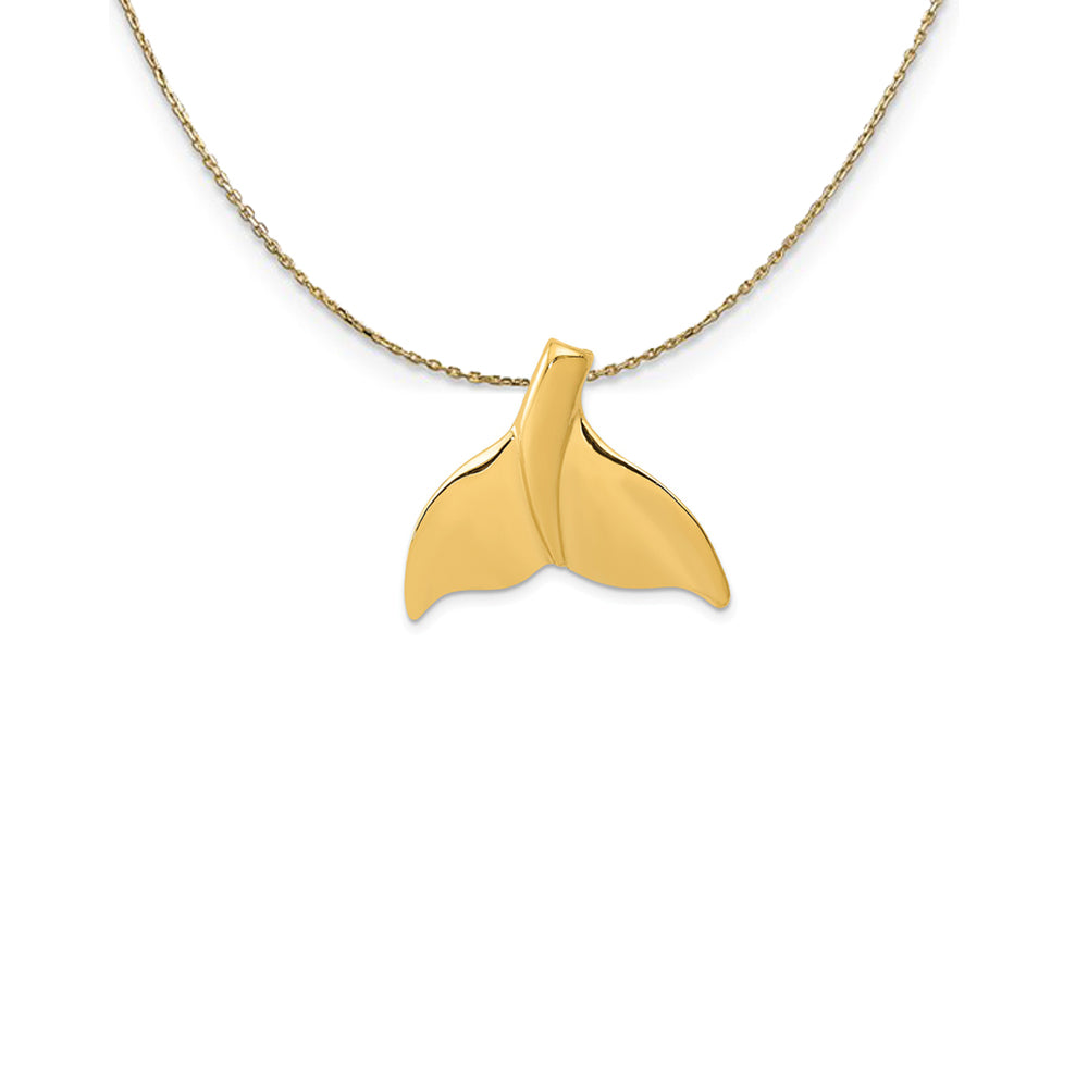 14k Yellow Gold Large Whale Tail Slide Necklace, Item N25265 by The Black Bow Jewelry Co.
