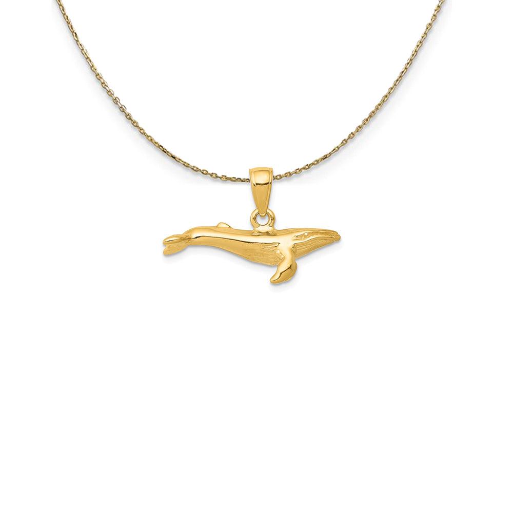 14k Yellow Gold 3D Humpback Whale Necklace, Item N25268 by The Black Bow Jewelry Co.