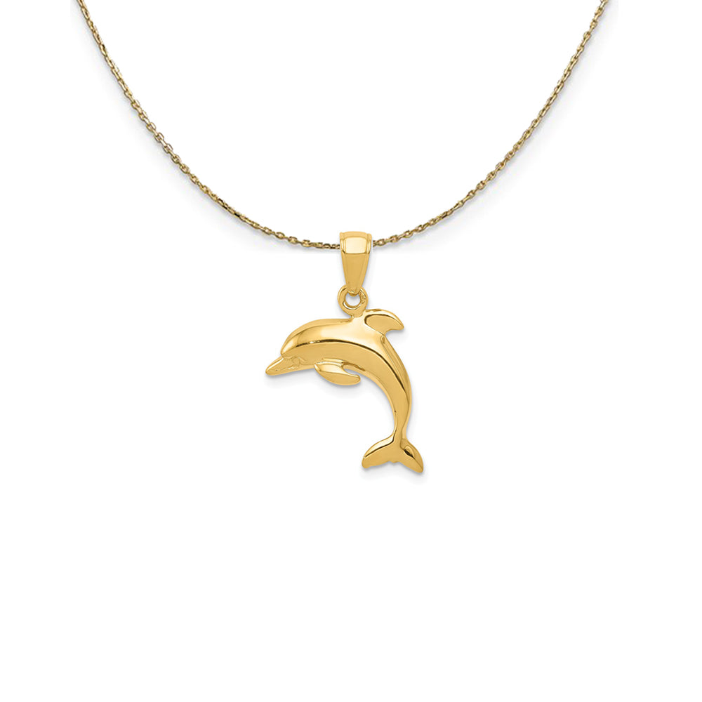 14k Yellow Gold Jumping Dolphin Necklace, Item N25284 by The Black Bow Jewelry Co.