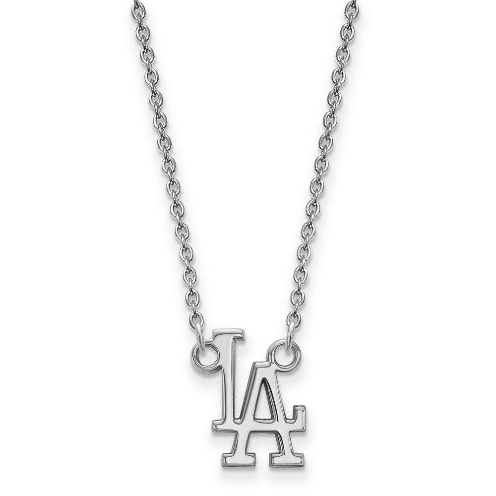 10K White Gold MLB Los Angeles Dodgers Small Pendant Necklace, 18 Inch, Item N25306 by The Black Bow Jewelry Co.