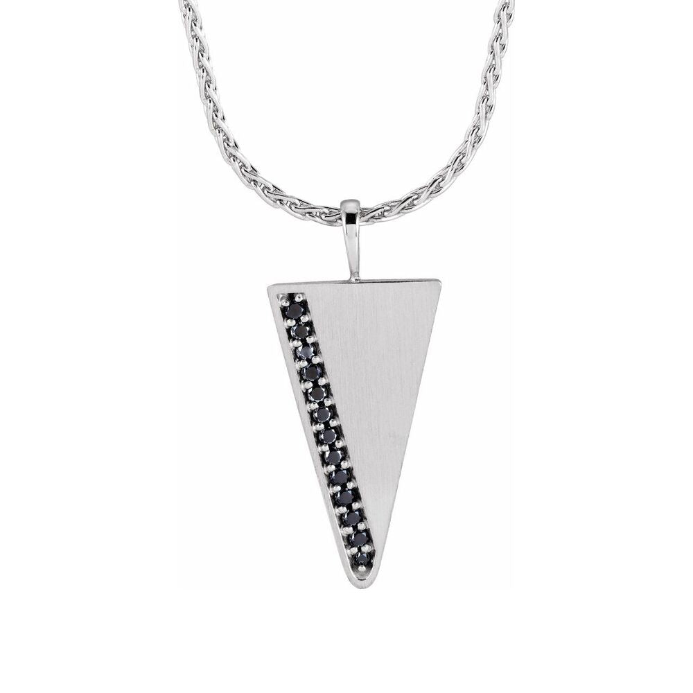 14K Yellow or White Gold 1/6 CTW Black Diamond Triangle Necklace 24 In, Item N25309 by The Black Bow Jewelry Co.