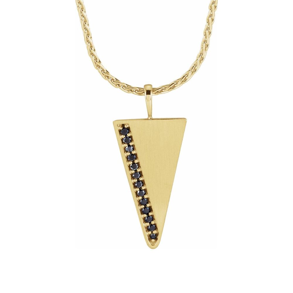Alternate view of the 14K Yellow or White Gold 1/6 CTW Black Diamond Triangle Necklace 24 In by The Black Bow Jewelry Co.