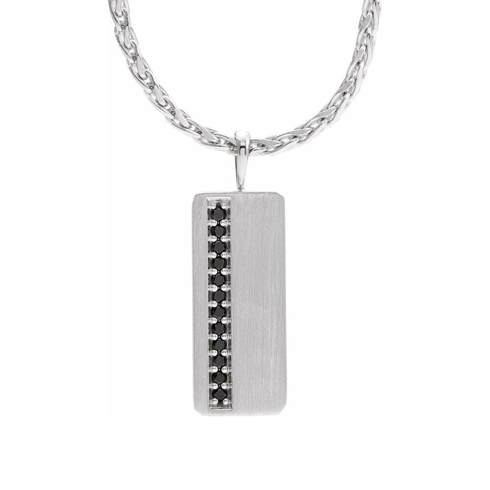 Alternate view of the 14K Yellow or White Gold 1/5 CTW Black Diamond Rectangle Necklace 24" by The Black Bow Jewelry Co.