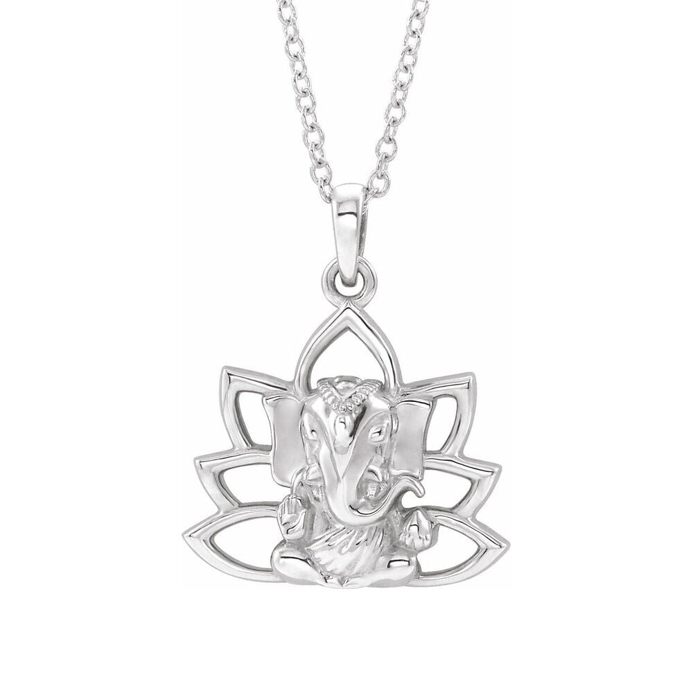 14K Yellow or White Gold Ganesha Necklace, 16-18 Inch, Item N25311 by The Black Bow Jewelry Co.