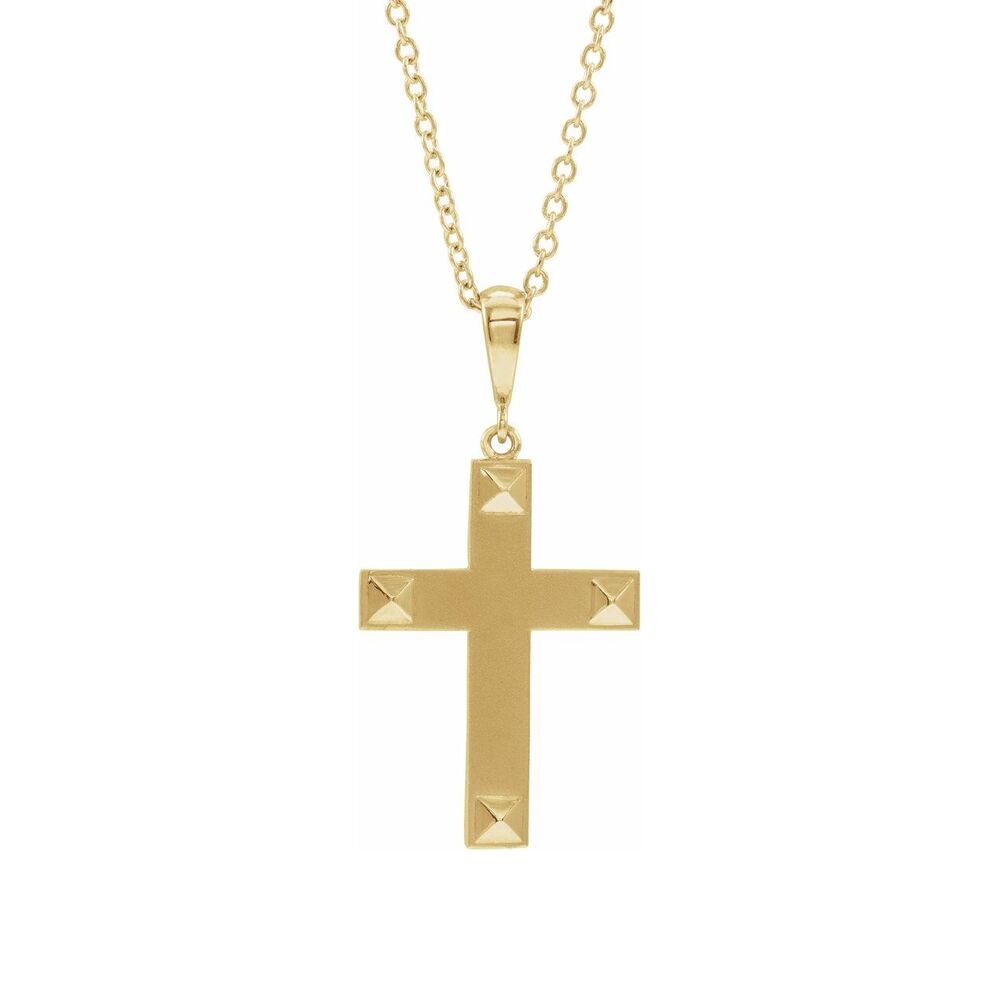 14K Yellow Gold Pyramid Cross Necklace, 18 Inch, Item N25312-14YG-18 by The Black Bow Jewelry Co.