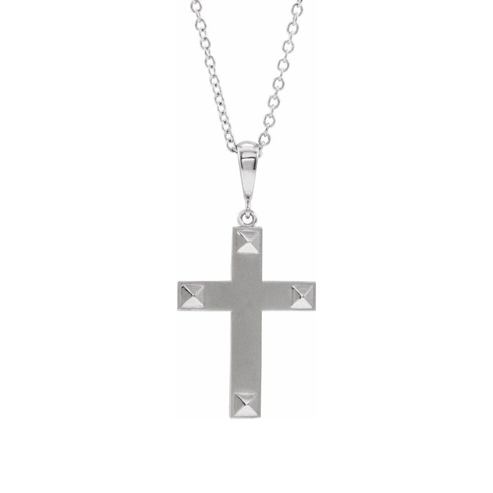 Sterling Silver Pyramid Cross Necklace, 18 or 20 Inch, Item N25313 by The Black Bow Jewelry Co.